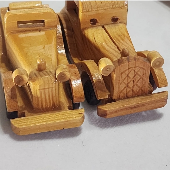 3 VTG Wood Cars Rolls Royce Auto Hand Crafted Models Toys Automobile 10" & 4" - Picture 8 of 8